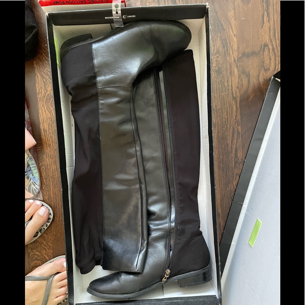 Tahari Black leather knee high boot